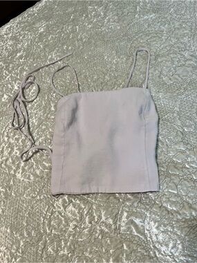 Zara Pale Lavender Square-Neck Cami with tie back. Size Medium
